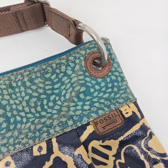 FOSSIL Key Per Crossbody Shoulder Bag Coated Canvas Adjustable Strap Y2K - Picture 2 of 16
